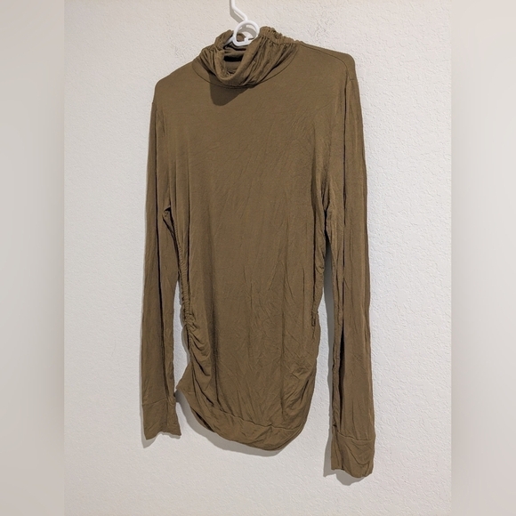 Soft Surroundings Bronze Viscose Jersey Knit Long Sleeve High Neck Longline Top - Picture 3 of 6